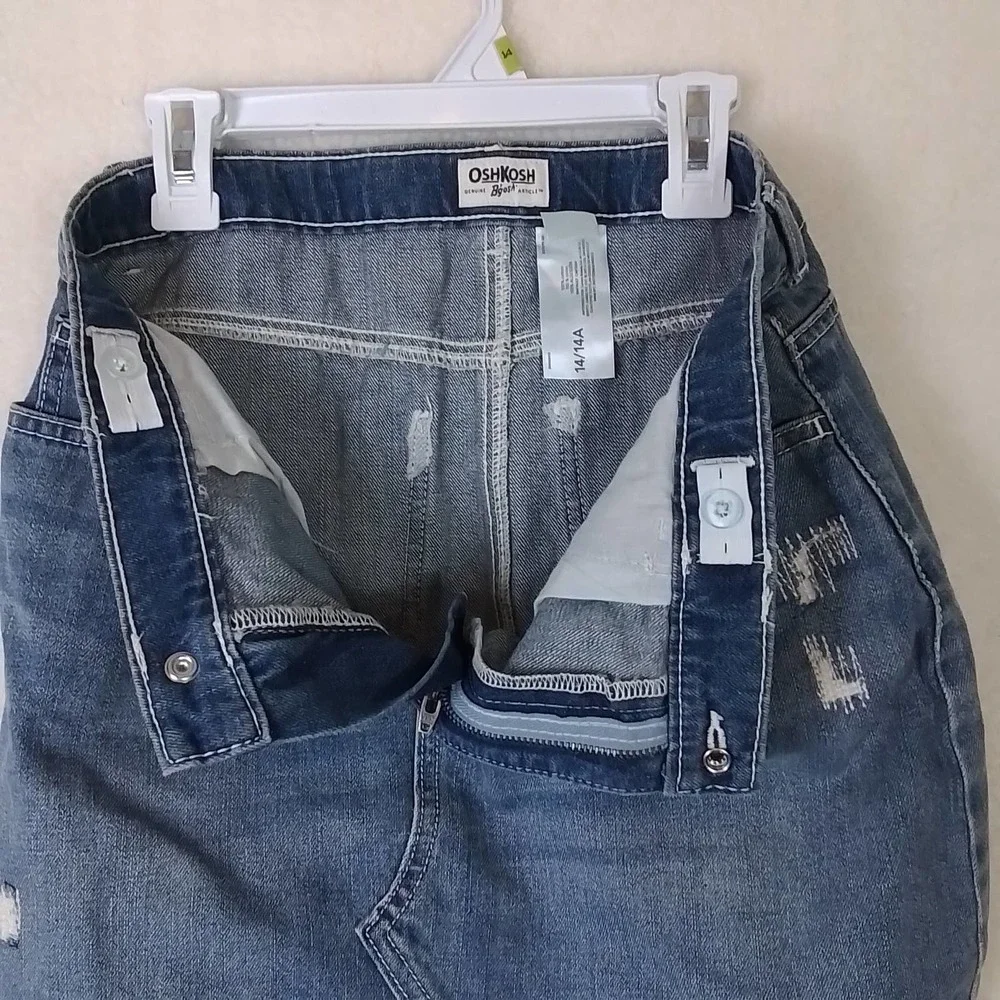 OshKosh Denim Mini Skirt Size 14‎ in Light Wash w/ Distressing